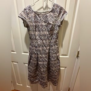Eshakti Size 12 blue, tan and white dress